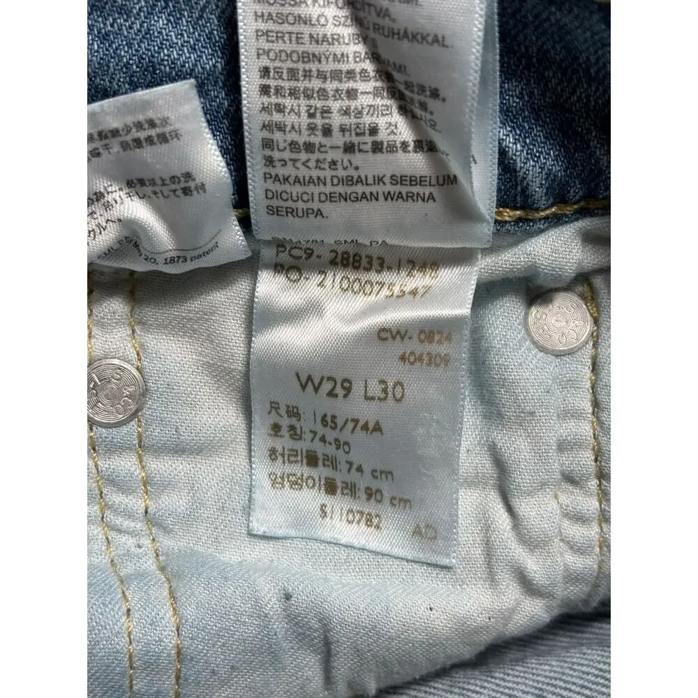 Levi's 512 Distressed Jeans Mens Size 29x30 Blue Medium Wash Mid Rise
